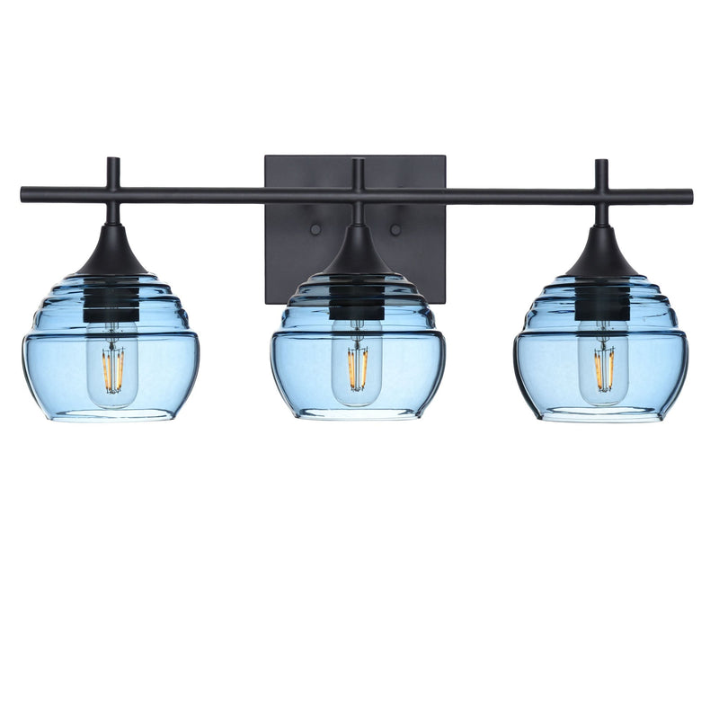 301 3-Light Vanity – Matte Black / Steel Blue