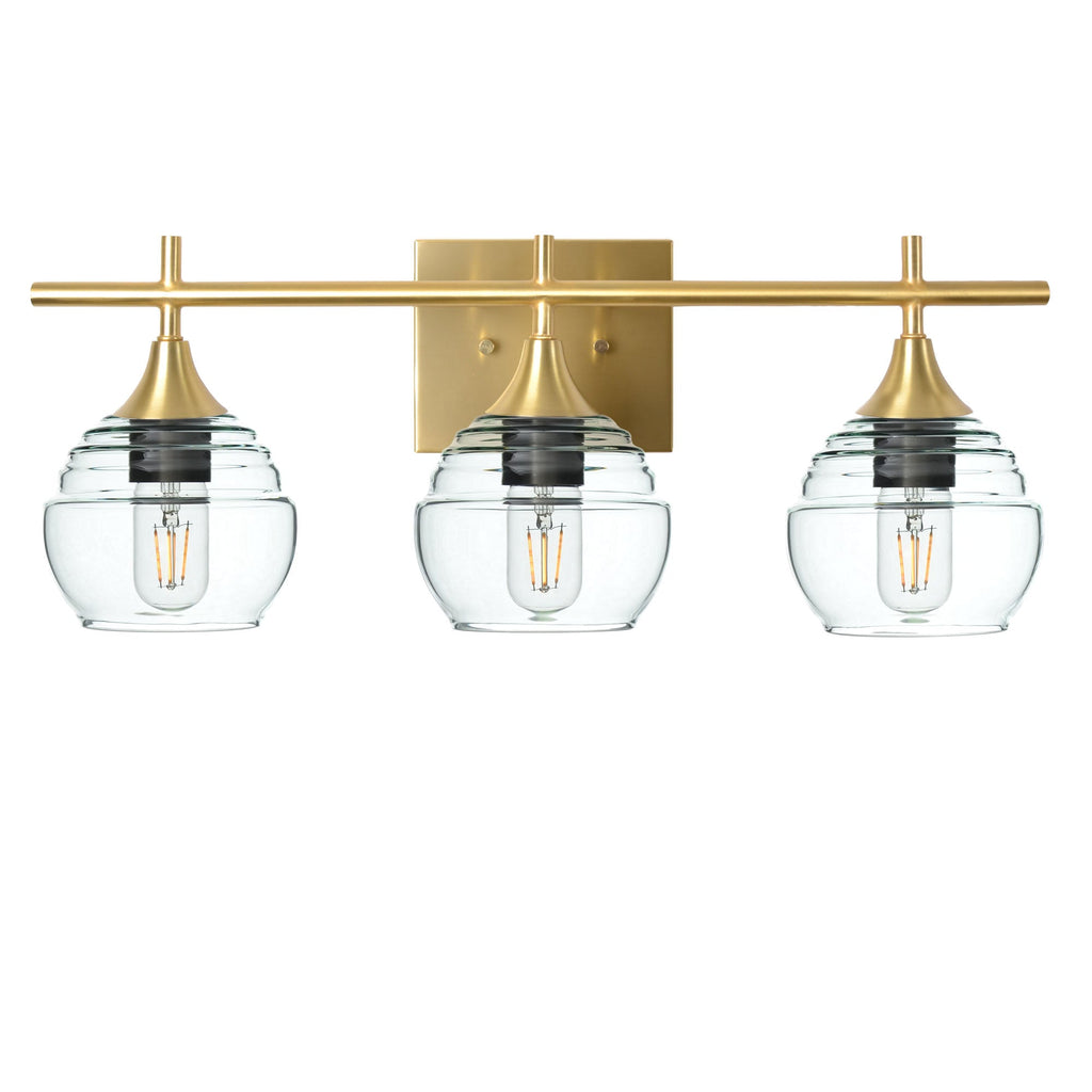 301 3-Light Vanity-Glass-Bicycle Glass Co - Hotshop-Polished Brass-Eco Clear-Bicycle Glass Co