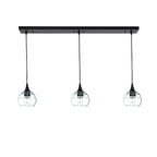 301 3 Pendant Linear Chandelier-Glass-Bicycle Glass Co - Hotshop-Matte Black - 4ft Downrod-Eco Clear-Bicycle Glass Co