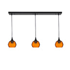 301 3 Pendant Linear Chandelier-Glass-Bicycle Glass Co - Hotshop-Matte Black - 4ft Downrod-Golden Amber-Bicycle Glass Co
