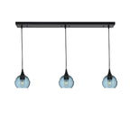 301 3 Pendant Linear Chandelier-Glass-Bicycle Glass Co - Hotshop-Matte Black - 4ft Downrod-Slate Gray-Bicycle Glass Co