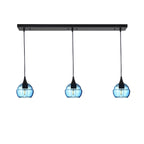 301 3 Pendant Linear Chandelier-Glass-Bicycle Glass Co - Hotshop-Matte Black - 8ft Downrod-Steel Blue-Bicycle Glass Co