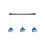 301 3 Pendant Linear Chandelier-Glass-Bicycle Glass Co - Hotshop-Brushed Nickel - 4ft Downrod-Steel Blue-Bicycle Glass Co