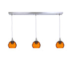 301 3 Pendant Linear Chandelier-Glass-Bicycle Glass Co - Hotshop-Brushed Nickel - 4ft Downrod-Golden Amber-Bicycle Glass Co