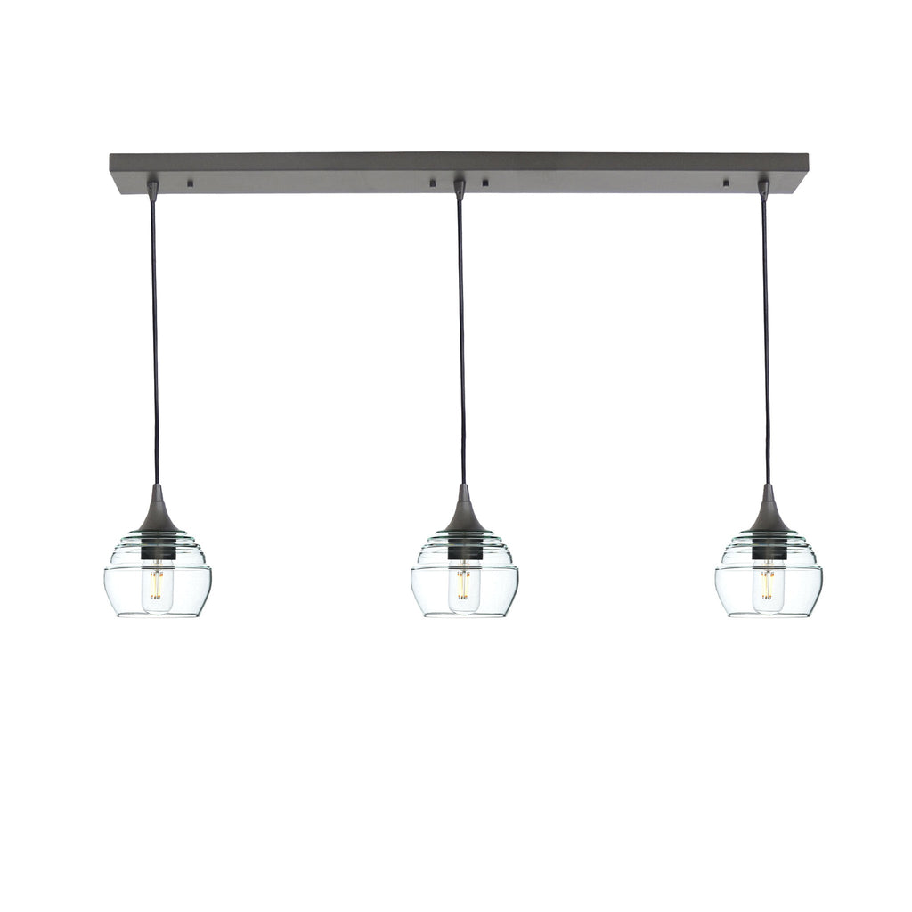 301 3 Pendant Linear Chandelier-Glass-Bicycle Glass Co - Hotshop-Antique Bronze - 4ft Downrod-Eco Clear-Bicycle Glass Co