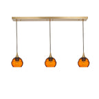 301 3 Pendant Linear Chandelier-Glass-Bicycle Glass Co - Hotshop-Polished Brass - 4ft Downrod-Golden Amber-Bicycle Glass Co
