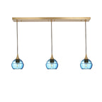 301 3 Pendant Linear Chandelier-Glass-Bicycle Glass Co - Hotshop-Polished Brass - 8ft Downrod-Steel Blue-Bicycle Glass Co