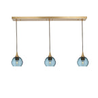301 3 Pendant Linear Chandelier-Glass-Bicycle Glass Co - Hotshop-Polished Brass - 8ft Downrod-Slate Gray-Bicycle Glass Co