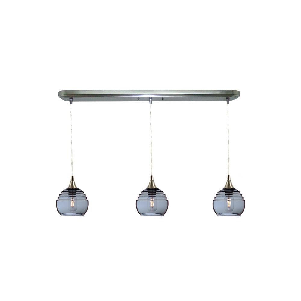 301 3 Pendant Linear Chandelier-Glass-Bicycle Glass Co - Hotshop-Brushed Nickel - 8ft Cord-Slate Gray-Bicycle Glass Co