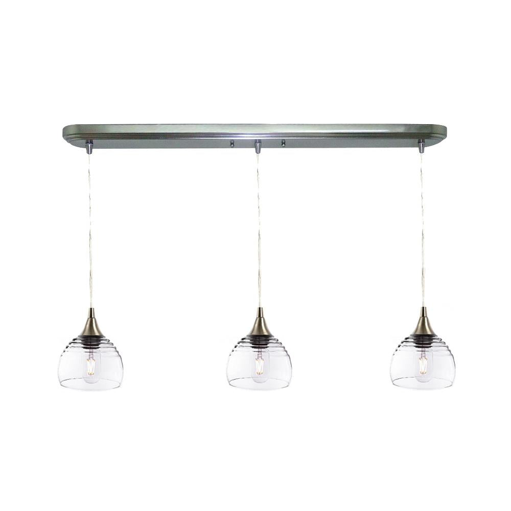 301 3 Pendant Linear Chandelier-Glass-Bicycle Glass Co - Hotshop-Brushed Nickel - Custom-Eco Clear-Bicycle Glass Co