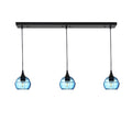 301 3 Pendant Linear Chandelier-Glass-Bicycle Glass Co - Hotshop-Matte Black - 4ft Cord-Steel Blue-Bicycle Glass Co