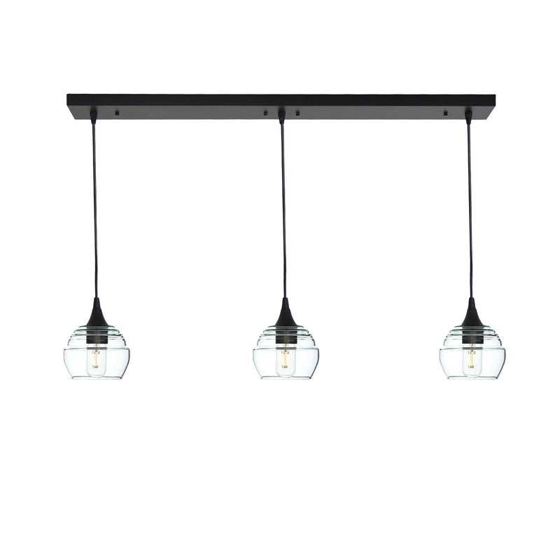 301 3 Pendant Linear Chandelier — Matte Black - 8ft Cord / Eco Clear