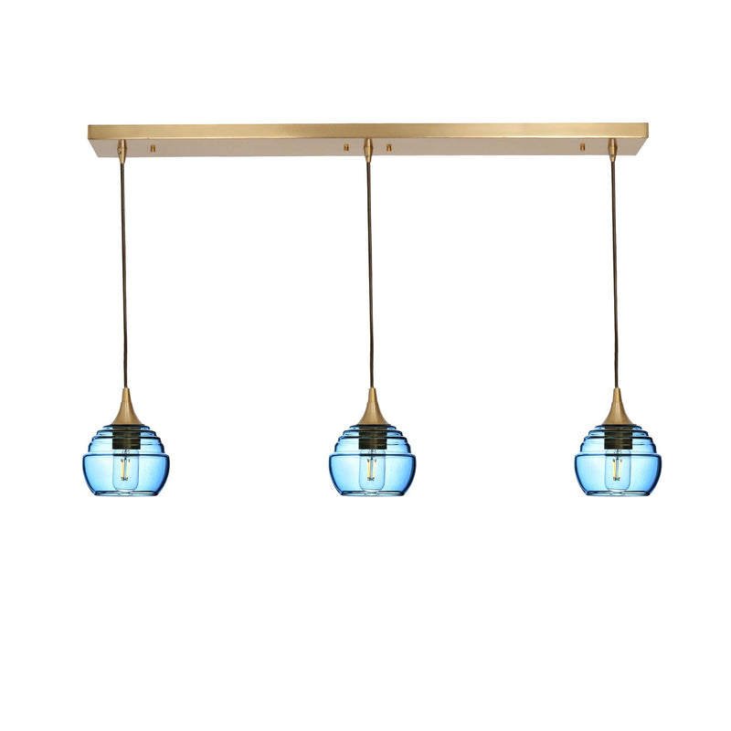 301 3 Pendant Linear Chandelier — Polished Brass - Custom / Steel Blue