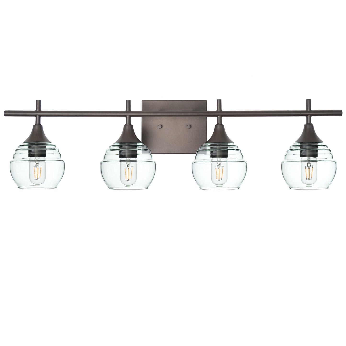 301 4-Light Vanity-Bicycle Glass Co-Eco Clear-Antique Bronze-Bicycle Glass Co
