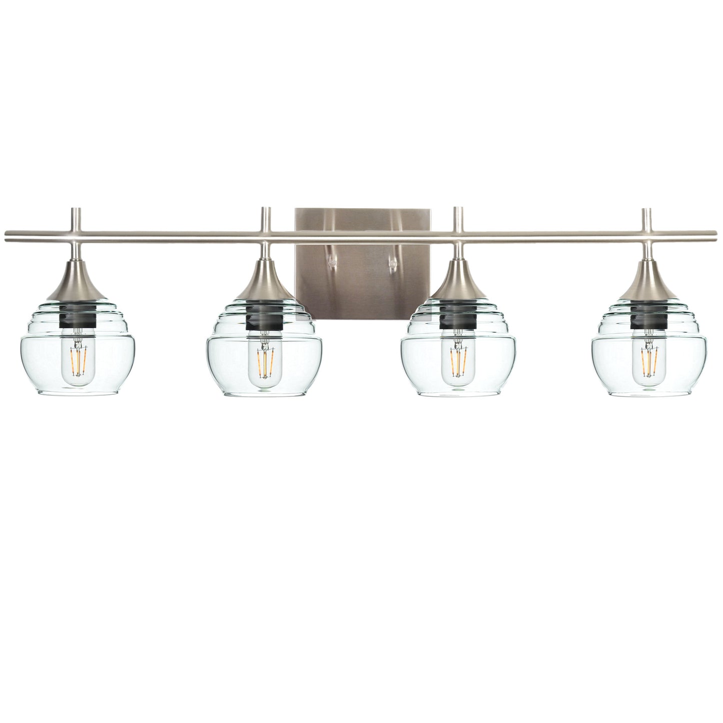 301 4-Light Vanity-Bicycle Glass Co-Eco Clear-Brushed Nickel-Bicycle Glass Co