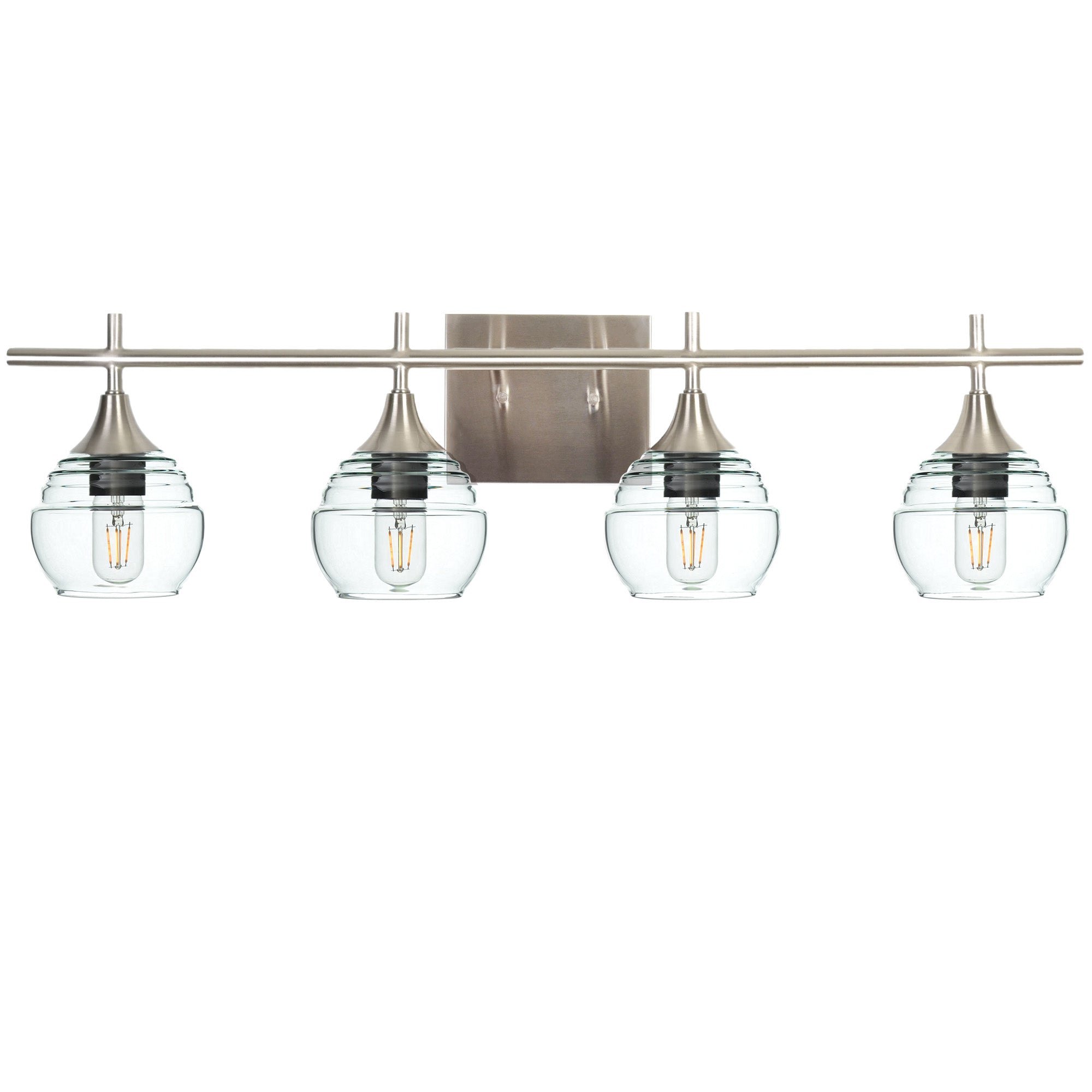 301 4-Light Vanity-Bicycle Glass Co-Eco Clear-Brushed Nickel-Bicycle Glass Co