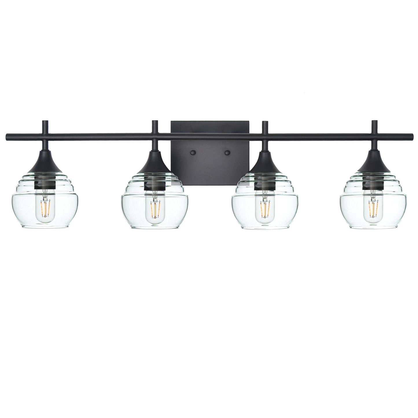 301 4-Light Vanity-Bicycle Glass Co-Eco Clear-Matte Black-Bicycle Glass Co