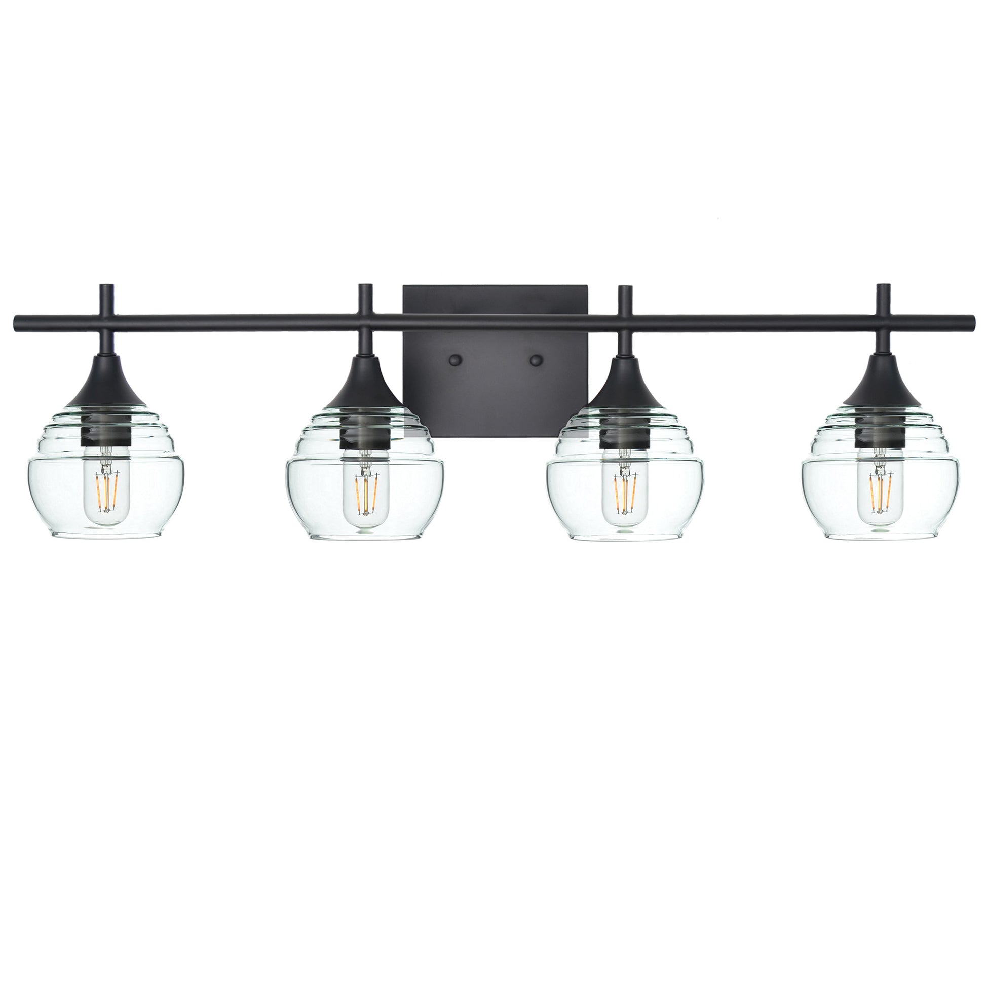 301 4-Light Vanity-Bicycle Glass Co-Eco Clear-Matte Black-Bicycle Glass Co
