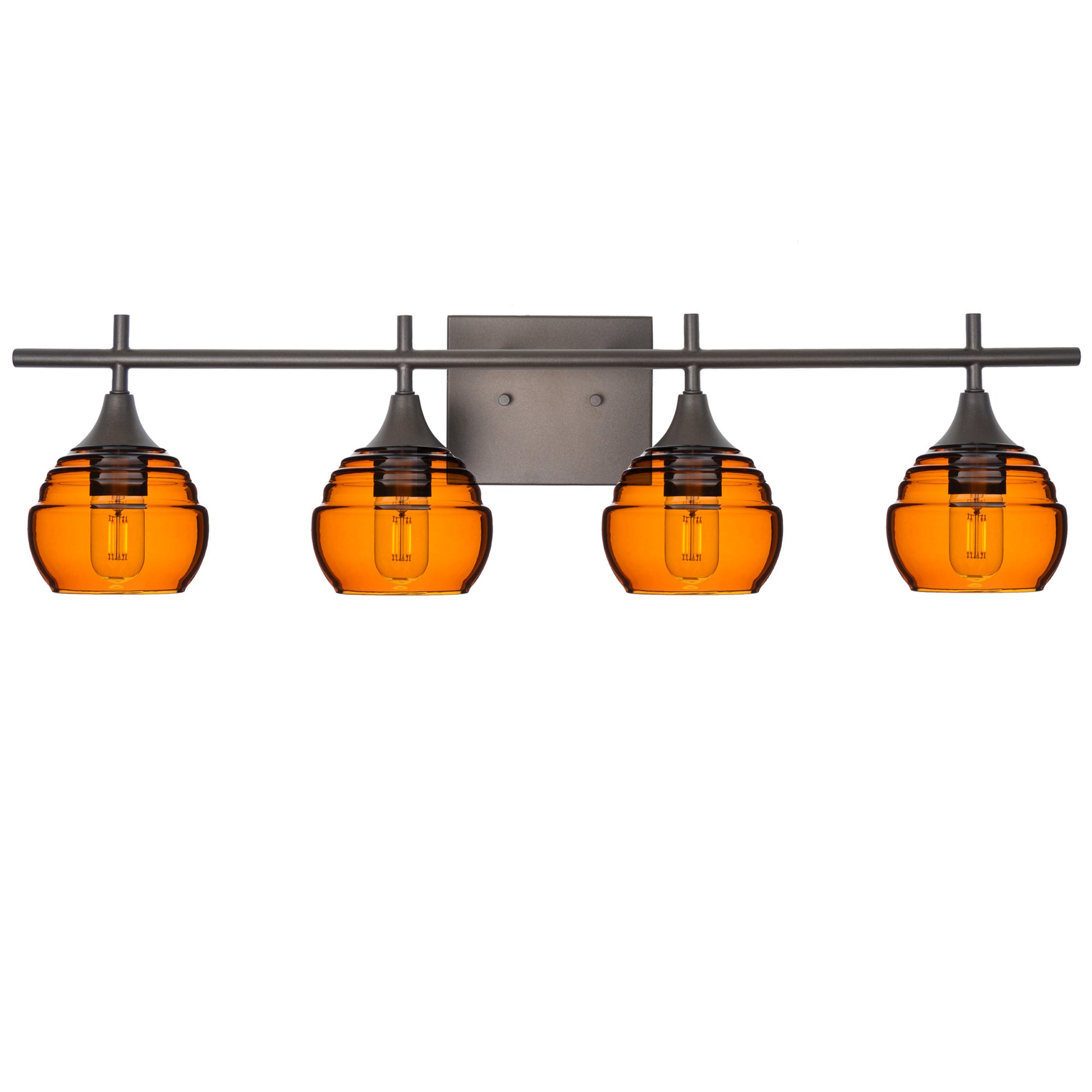301 4-Light Vanity-Bicycle Glass Co-Golden Amber-Antique Bronze-Bicycle Glass Co