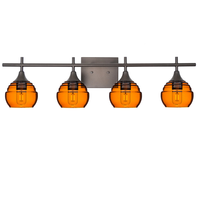 301 4-Light Vanity – Golden Amber / Antique Bronze