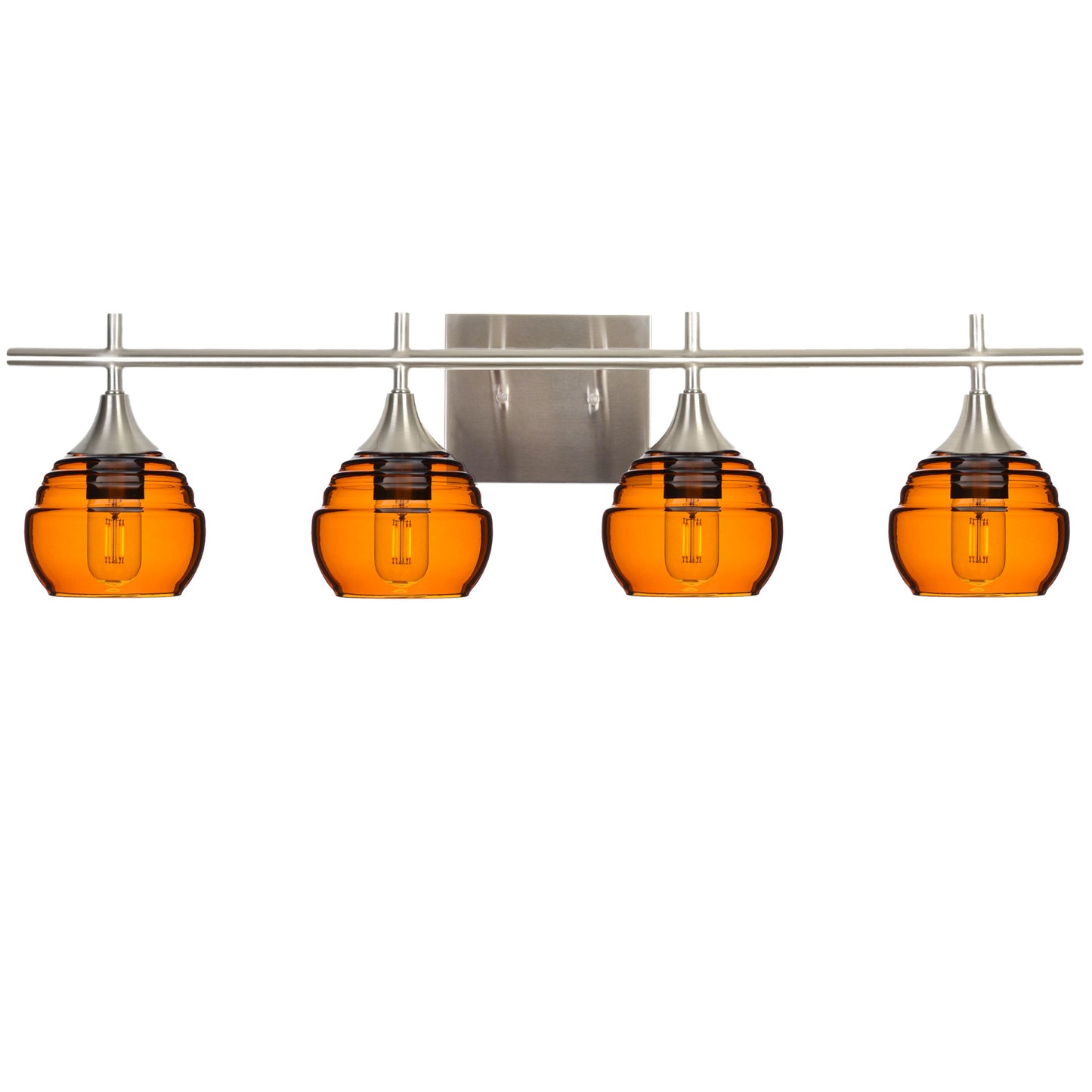 301 4-Light Vanity-Bicycle Glass Co-Golden Amber-Brushed Nickel-Bicycle Glass Co