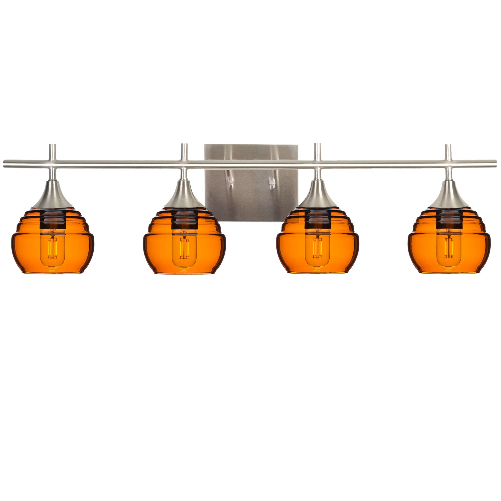 301 4-Light Vanity-Bicycle Glass Co-Golden Amber-Brushed Nickel-Bicycle Glass Co