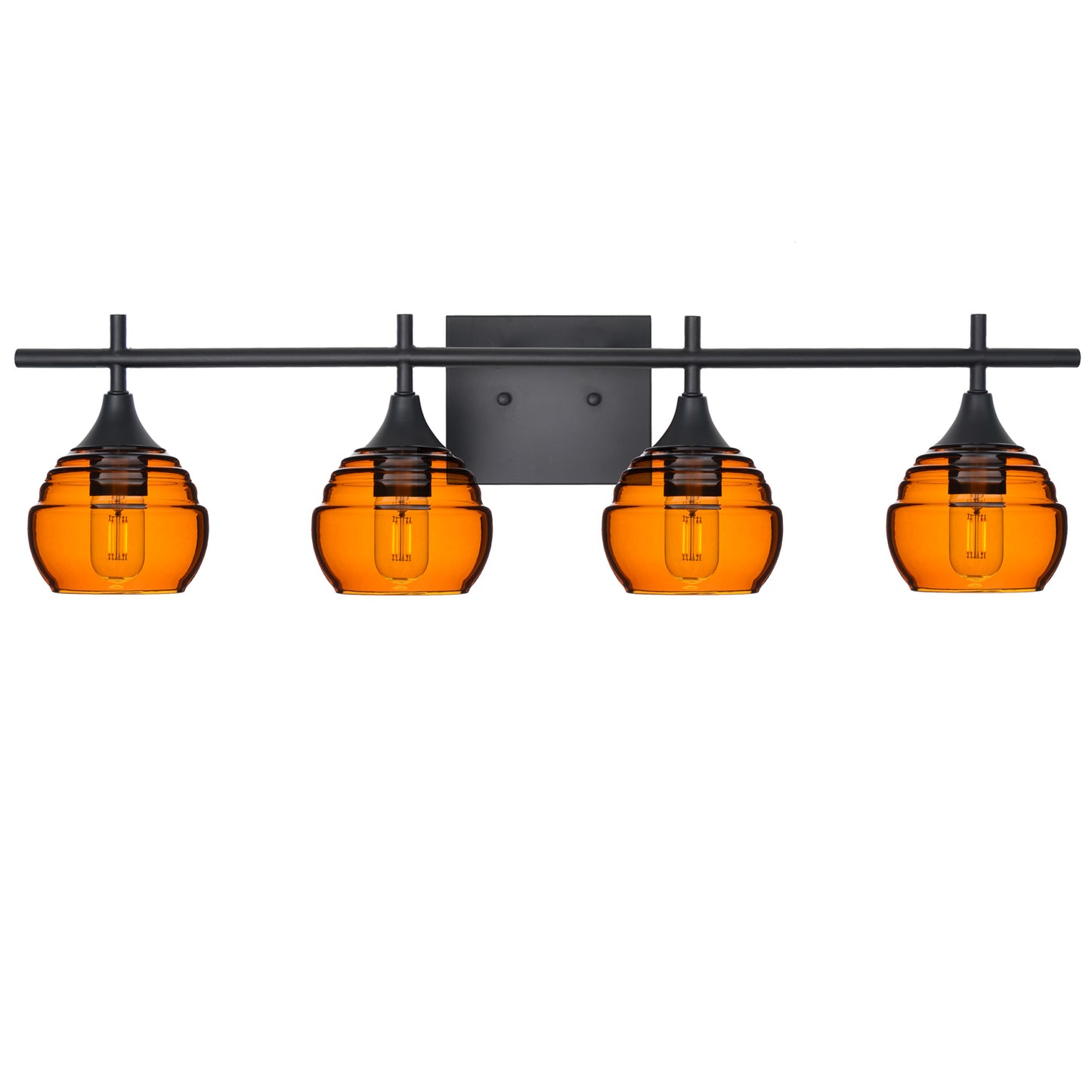 301 4-Light Vanity-Bicycle Glass Co-Golden Amber-Matte Black-Bicycle Glass Co