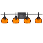 301 4-Light Vanity-Bicycle Glass Co-Golden Amber-Matte Black-Bicycle Glass Co