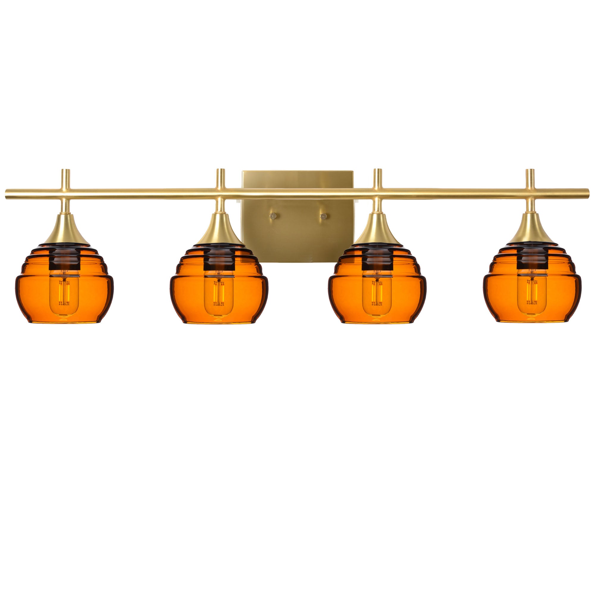 301 4-Light Vanity-Bicycle Glass Co-Golden Amber-Polished Brass-Bicycle Glass Co