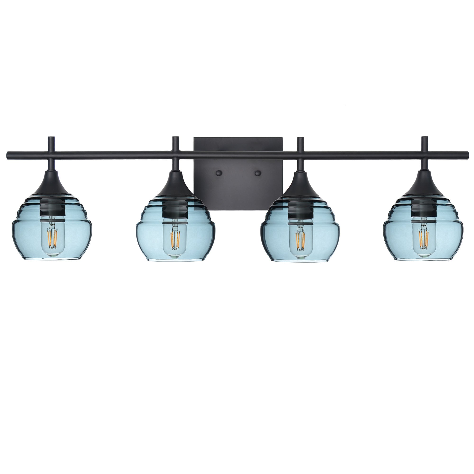 301 4-Light Vanity-Bicycle Glass Co-Slate Gray-Matte Black-Bicycle Glass Co