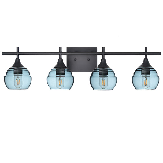 301 4-Light Vanity-Bicycle Glass Co-Slate Gray-Matte Black-Bicycle Glass Co