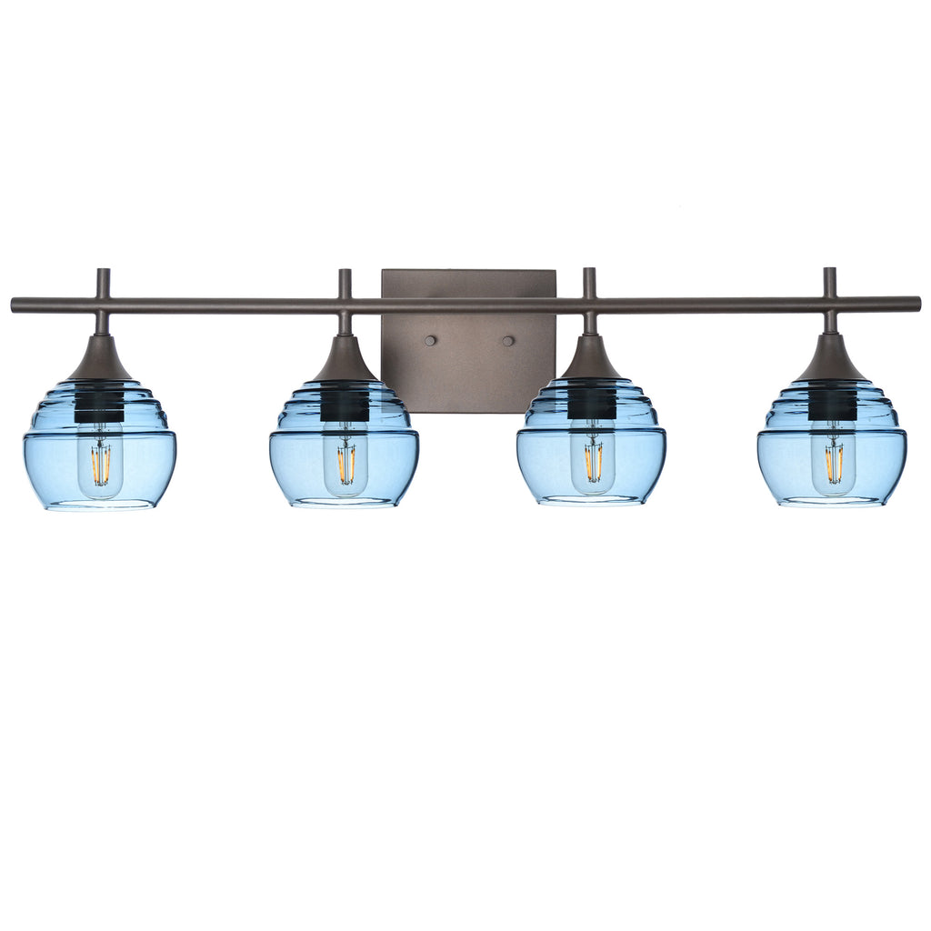 301 4-Light Vanity-Bicycle Glass Co-Steel Blue-Antique Bronze-Bicycle Glass Co