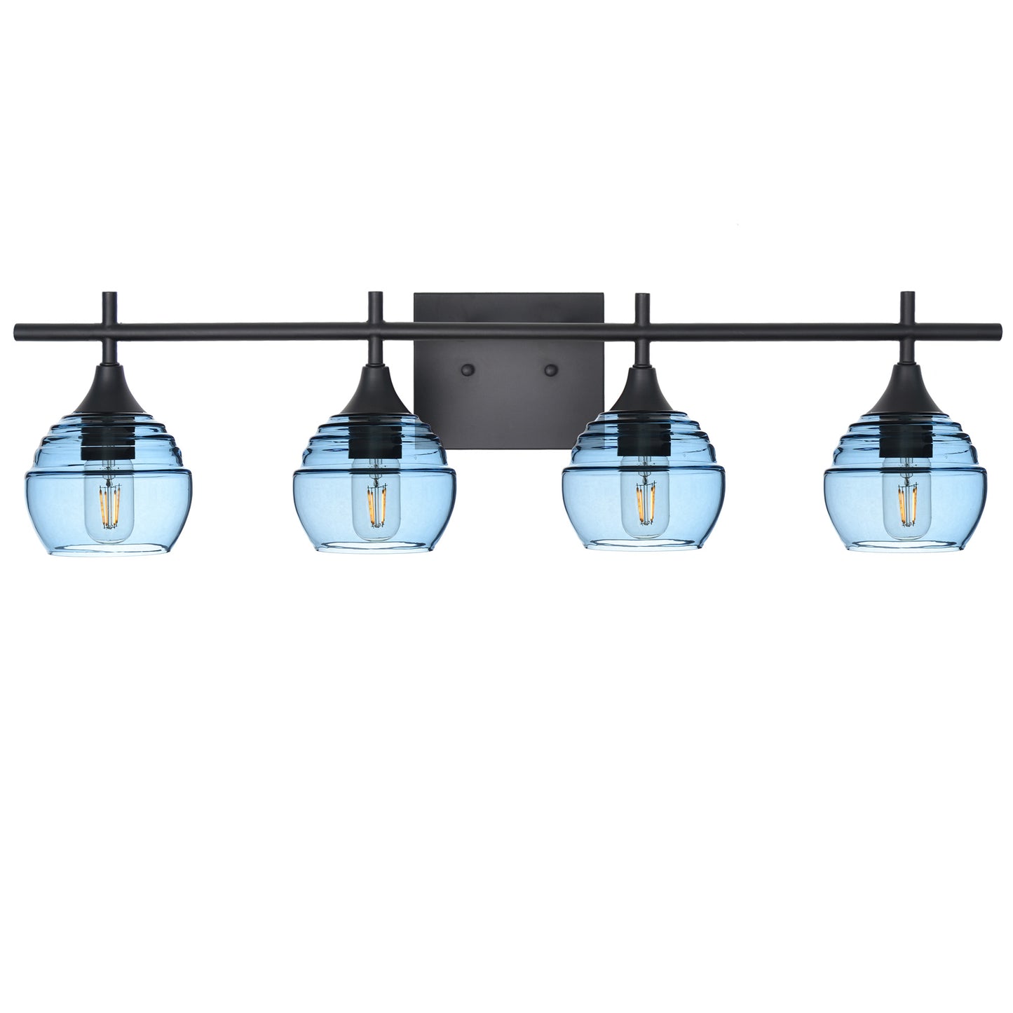 301 4-Light Vanity-Bicycle Glass Co-Steel Blue-Matte Black-Bicycle Glass Co