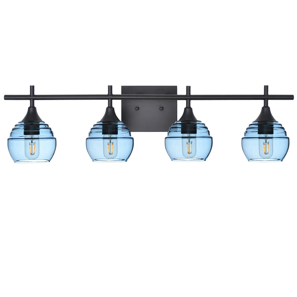 301 4-Light Vanity-Bicycle Glass Co-Steel Blue-Matte Black-Bicycle Glass Co