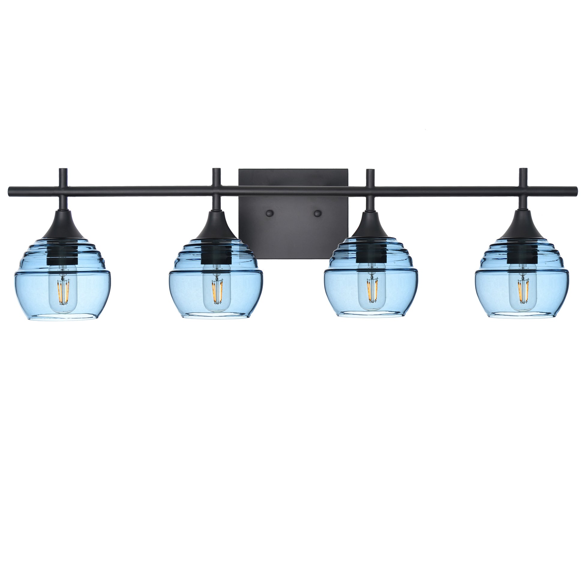 301 4-Light Vanity-Bicycle Glass Co-Steel Blue-Matte Black-Bicycle Glass Co