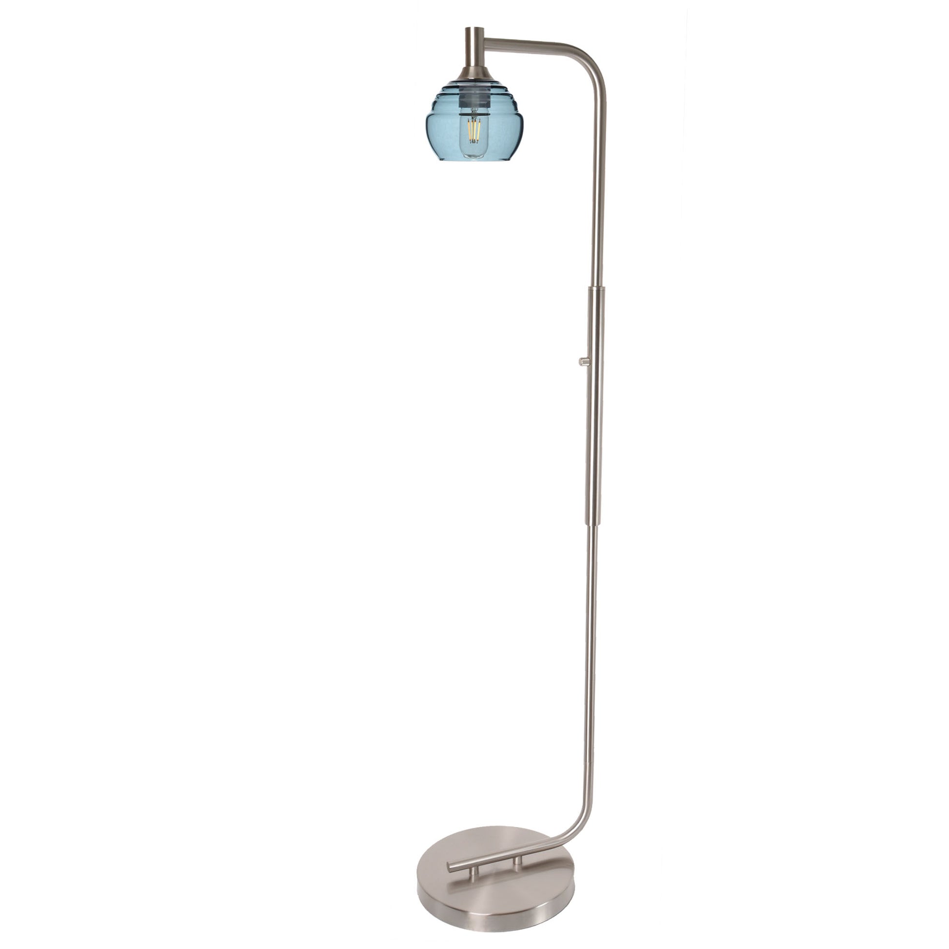 301 Floor Lamp-Glass-Bicycle Glass Co - Hotshop-Steel Blue-Brushed Nickel-Bicycle Glass Co