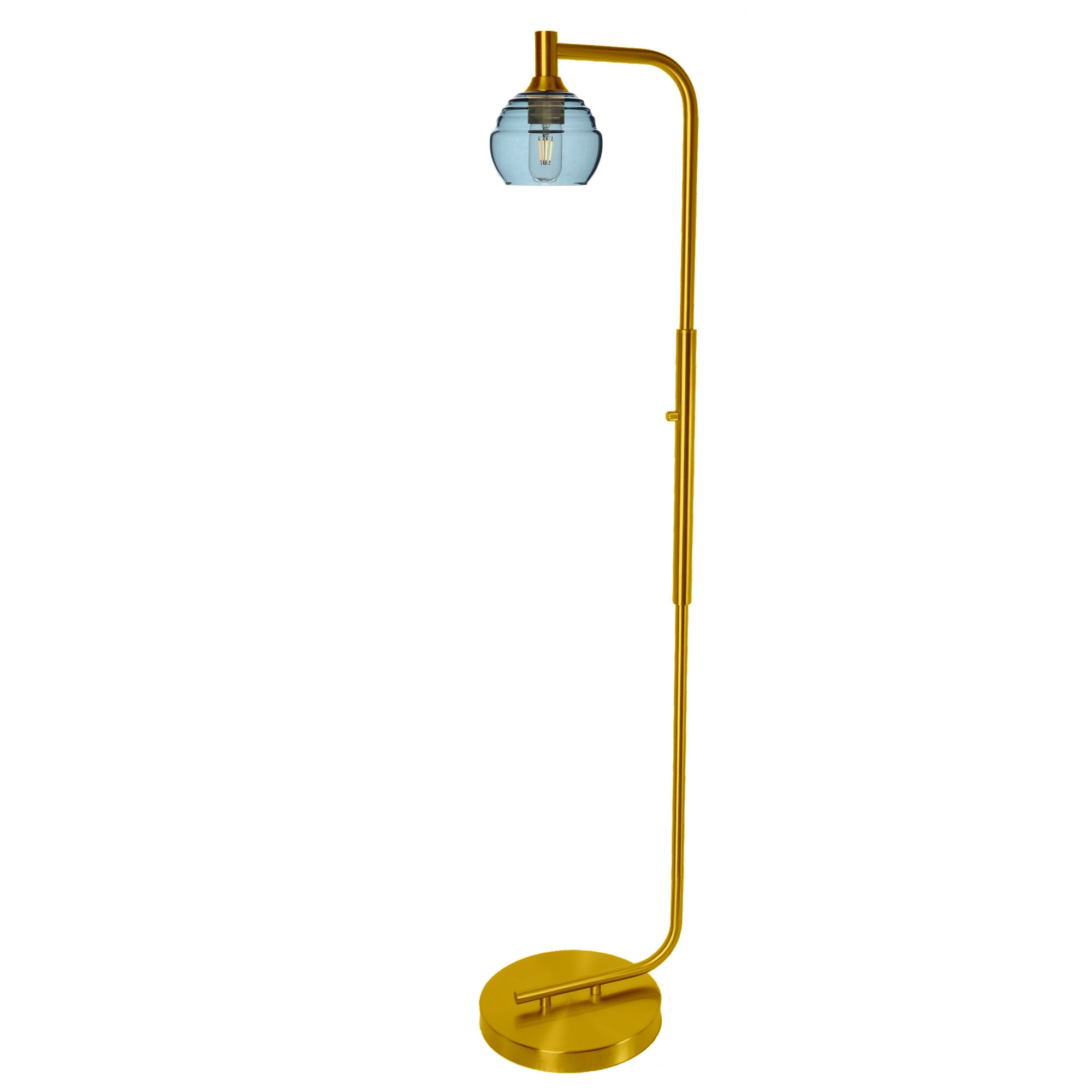 301 Floor Lamp-Glass-Bicycle Glass Co - Hotshop-Steel Blue-Brushed Nickel-Bicycle Glass Co