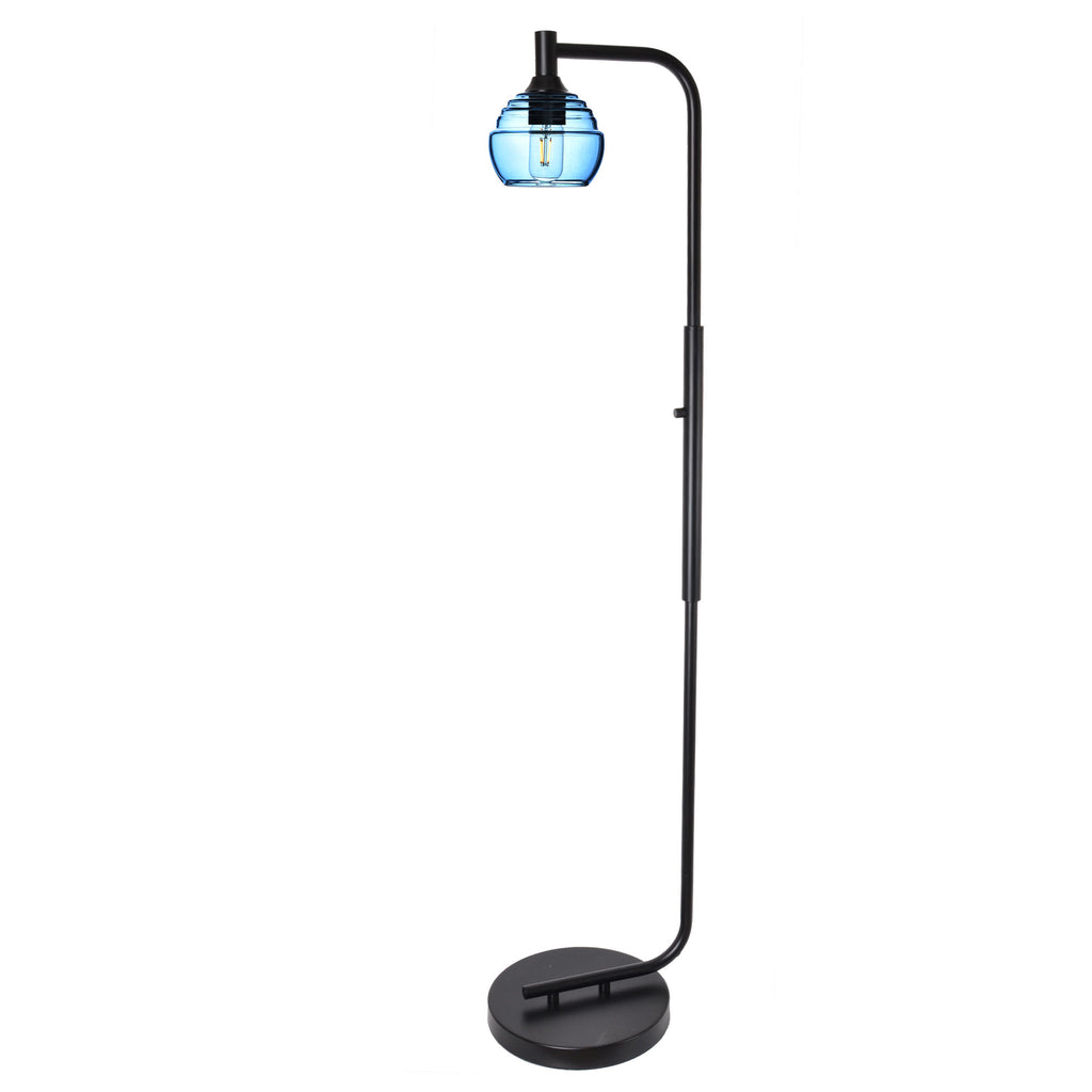 301 Floor Lamp-Glass-Bicycle Glass Co - Hotshop-Steel Blue-Brushed Nickel-Bicycle Glass Co