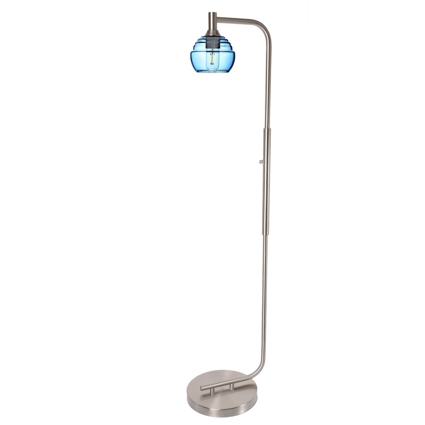301 Floor Lamp-Glass-Bicycle Glass Co - Hotshop-Steel Blue-Brushed Nickel-Bicycle Glass Co
