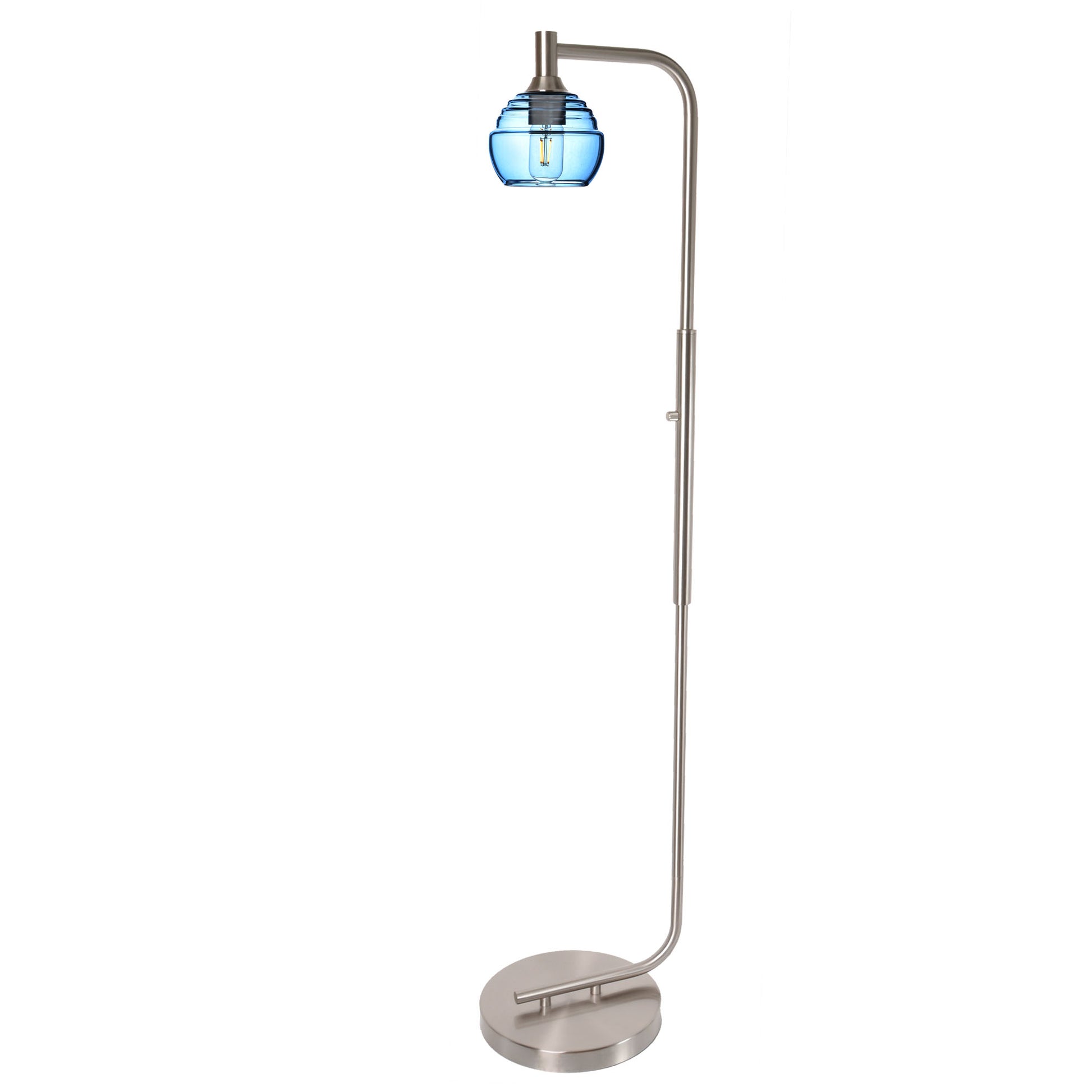301 Floor Lamp-Glass-Bicycle Glass Co - Hotshop-Steel Blue-Brushed Nickel-Bicycle Glass Co