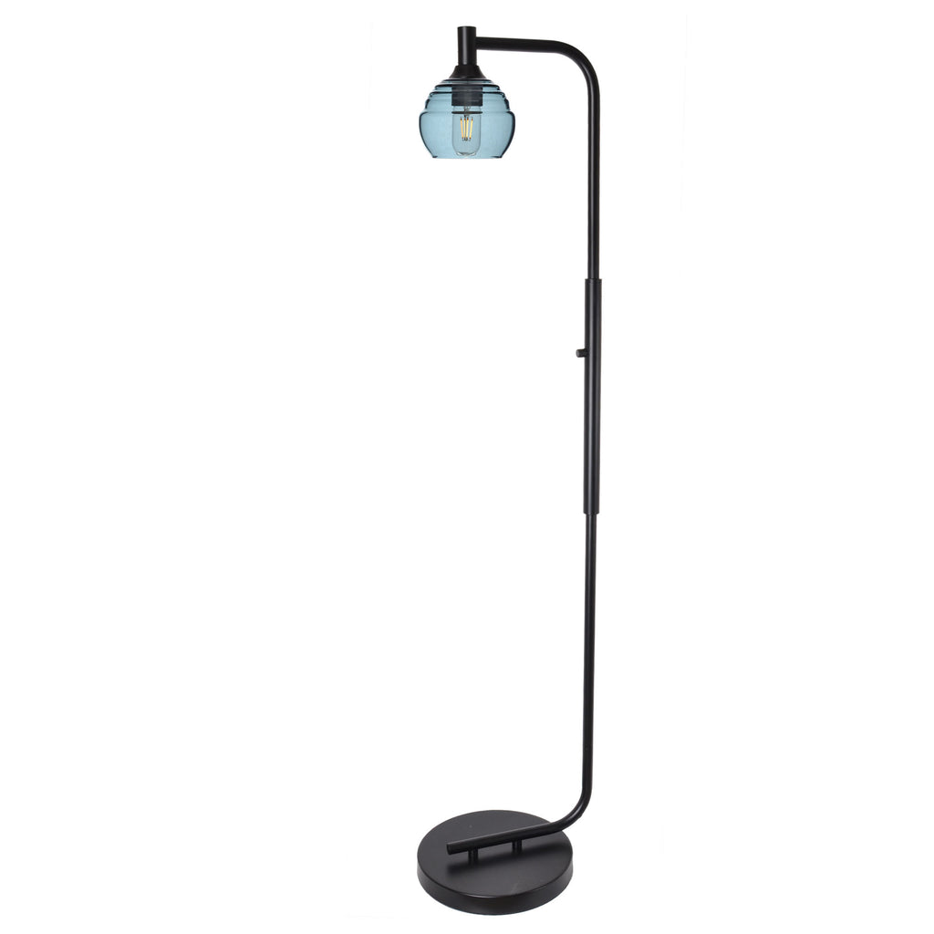 301 Floor Lamp-Glass-Bicycle Glass Co - Hotshop-Steel Blue-Brushed Nickel-Bicycle Glass Co