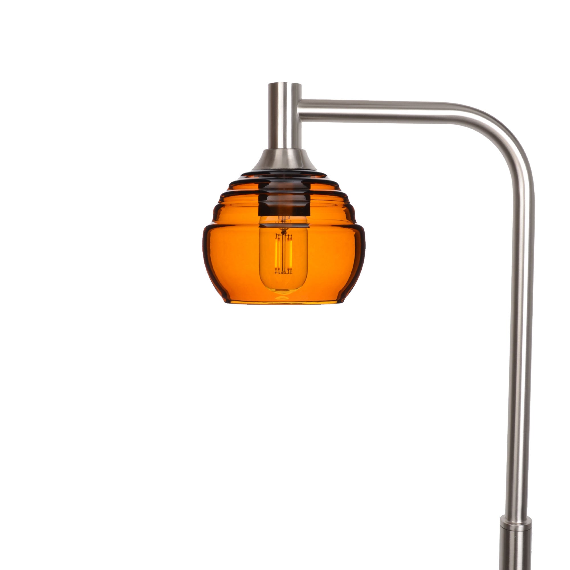 301 Floor Lamp-Glass-Bicycle Glass Co - Hotshop-Golden Amber-Brushed Nickel-Bicycle Glass Co