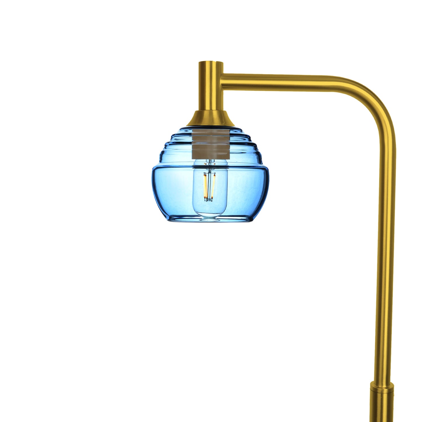 301 Floor Lamp-Glass-Bicycle Glass Co - Hotshop-Steel Blue-Polished Brass-Bicycle Glass Co