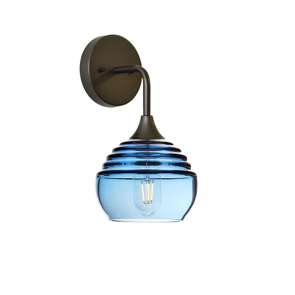 301 Wall Sconce-Bicycle Glass Co-Antique Bronze-Steel Blue-Bicycle Glass Co