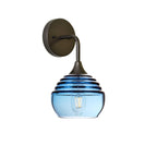 301 Wall Sconce-Bicycle Glass Co-Antique Bronze-Steel Blue-Bicycle Glass Co