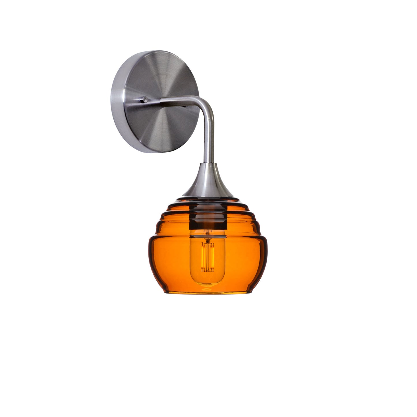 301 Interior Wall Sconce-Bicycle Glass Co-Brushed Nickel-Golden Amber-Bicycle Glass Co