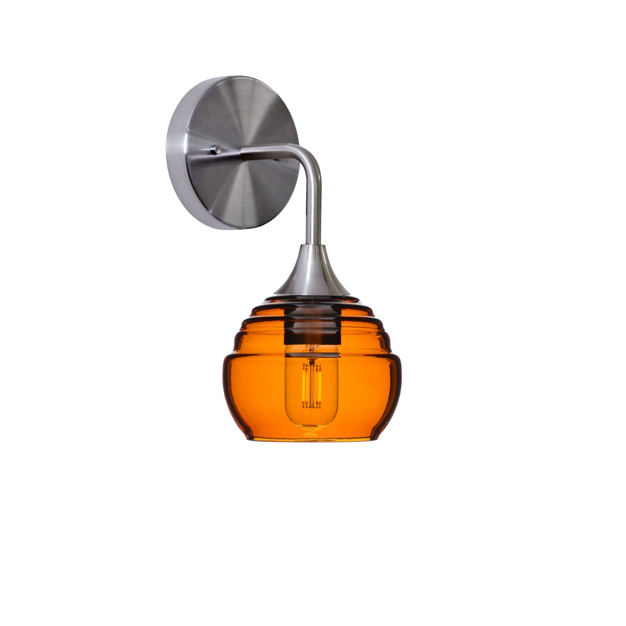 301 Interior Wall Sconce-Bicycle Glass Co-Brushed Nickel-Golden Amber-Bicycle Glass Co