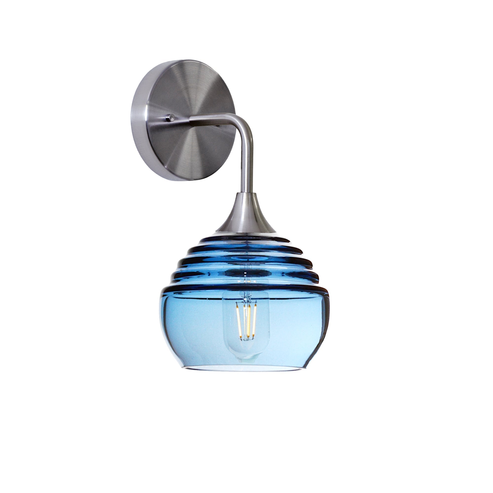 301 Wall Sconce-Bicycle Glass Co-Brushed Nickel-Steel Blue-Bicycle Glass Co