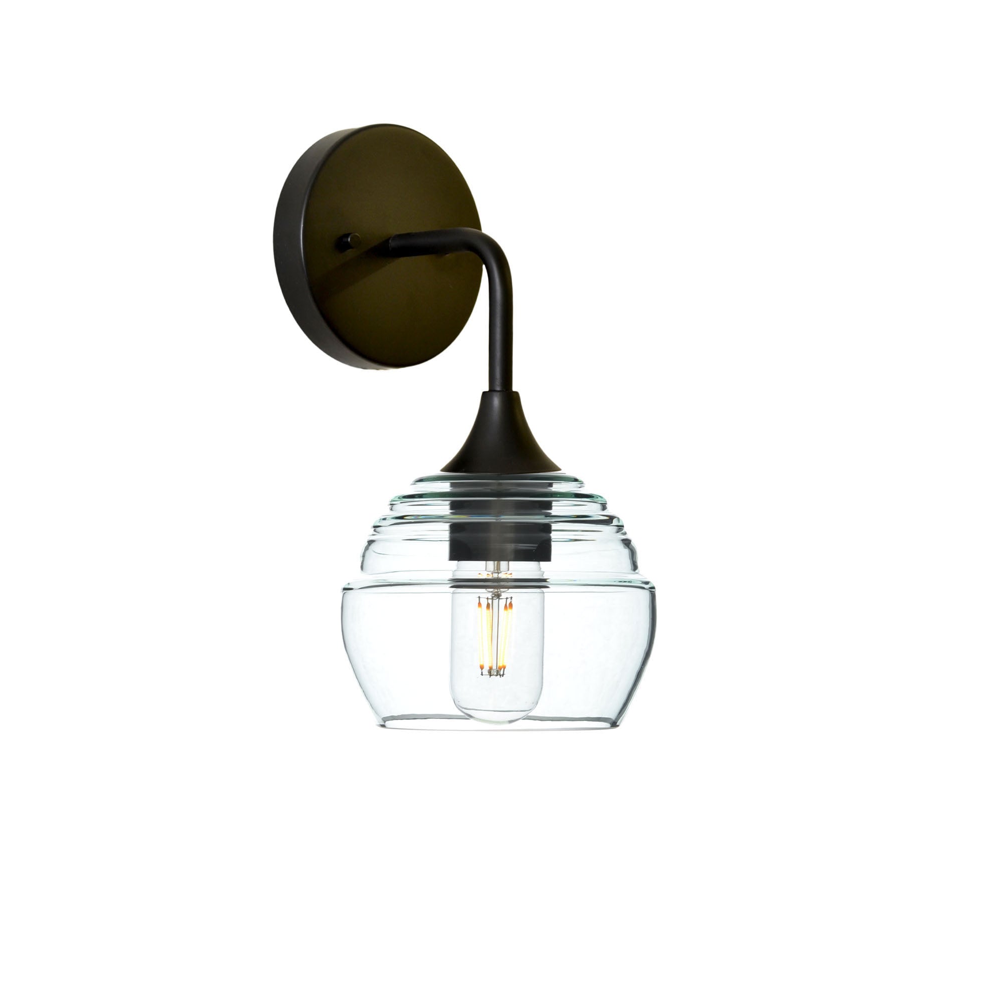 301 Wall Sconce-Bicycle Glass Co-Matte Black-Eco Clear-Bicycle Glass Co