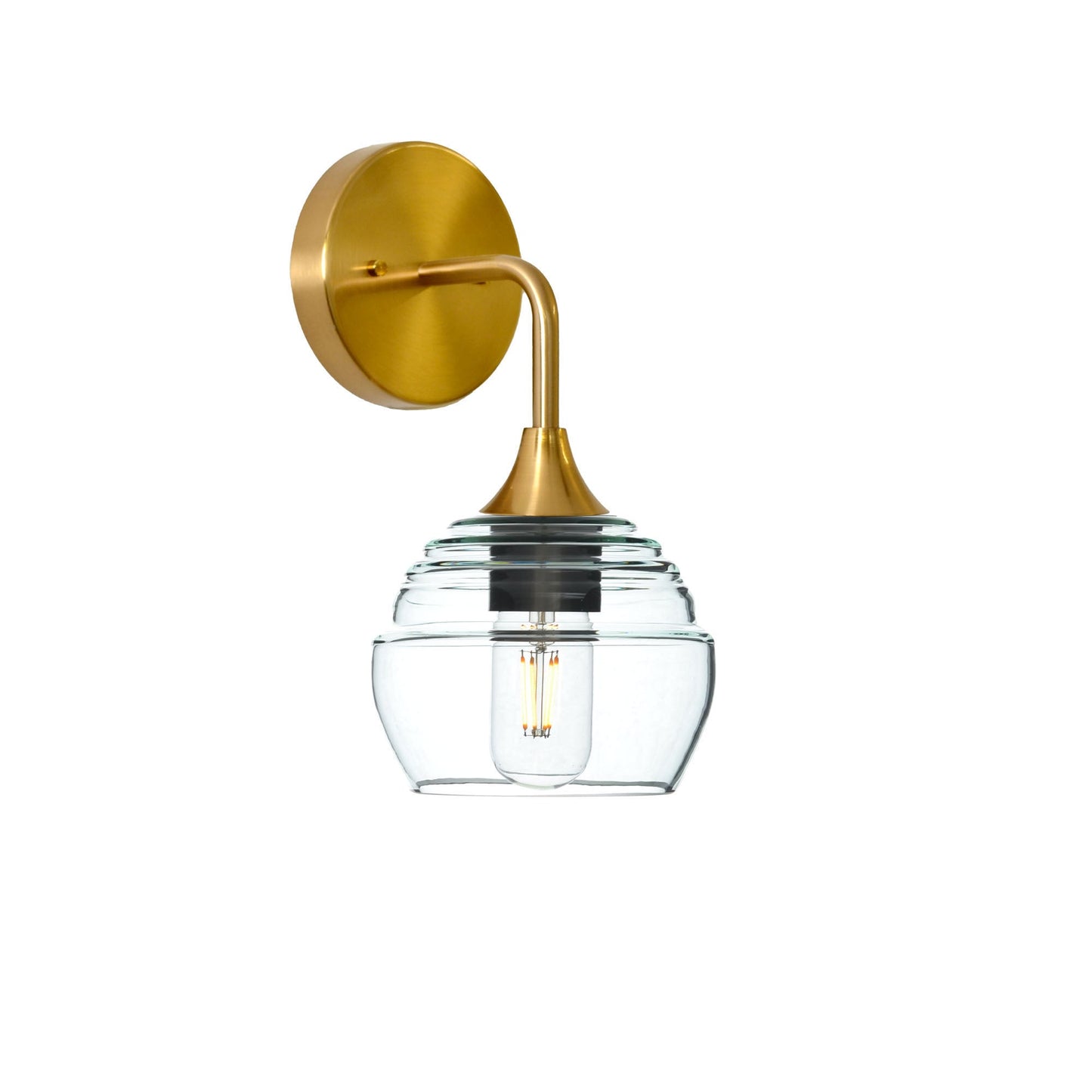 301 Wall Sconce-Bicycle Glass Co-Polished Brass-Eco Clear-Bicycle Glass Co